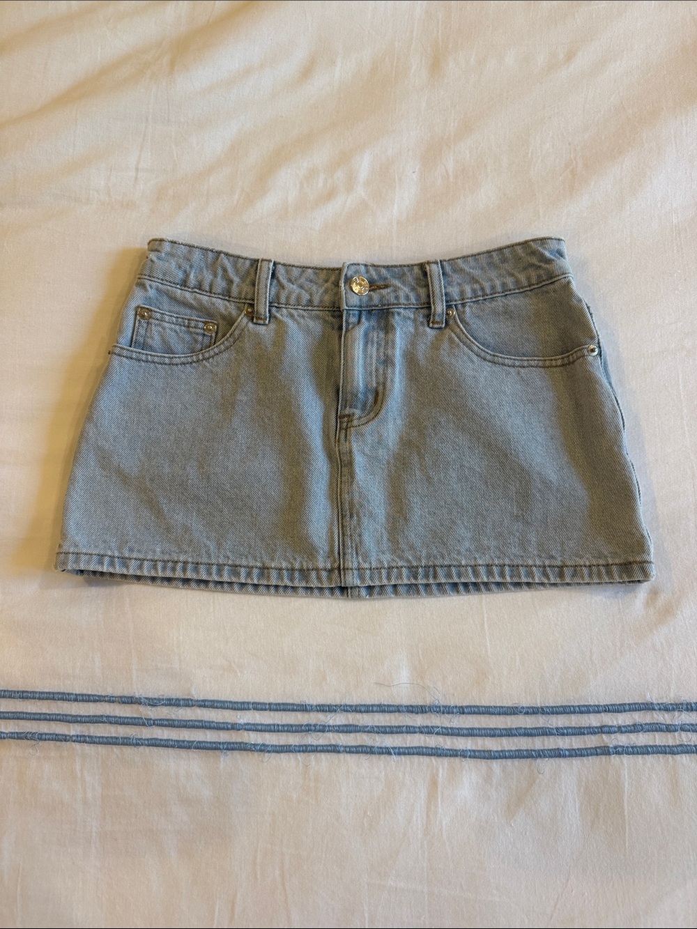 Edikted Light Blue Denim Mini Skirt